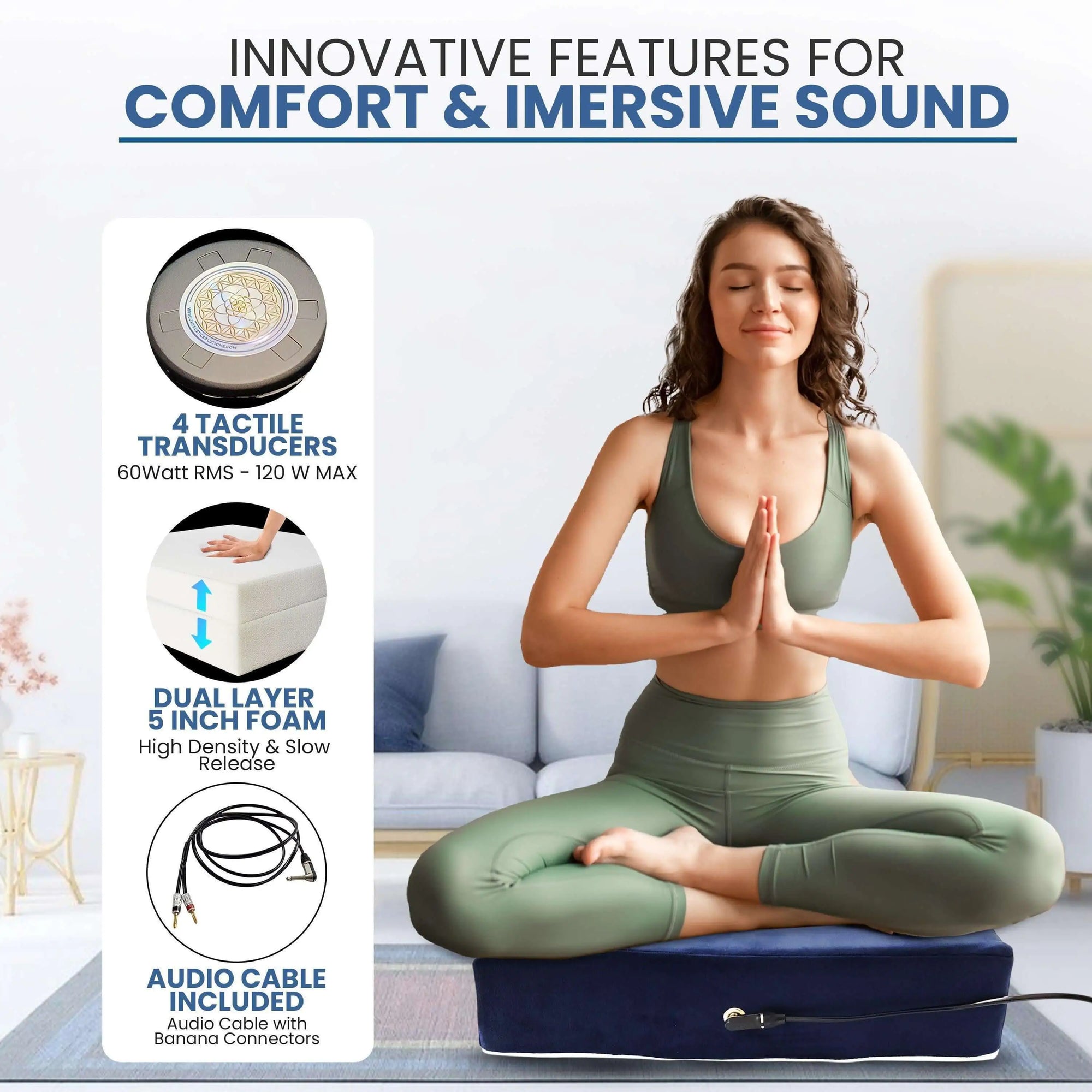 Vibroacoustic Therapy Zafu Meditation Cushion With Custom Amplifier sleep aid
