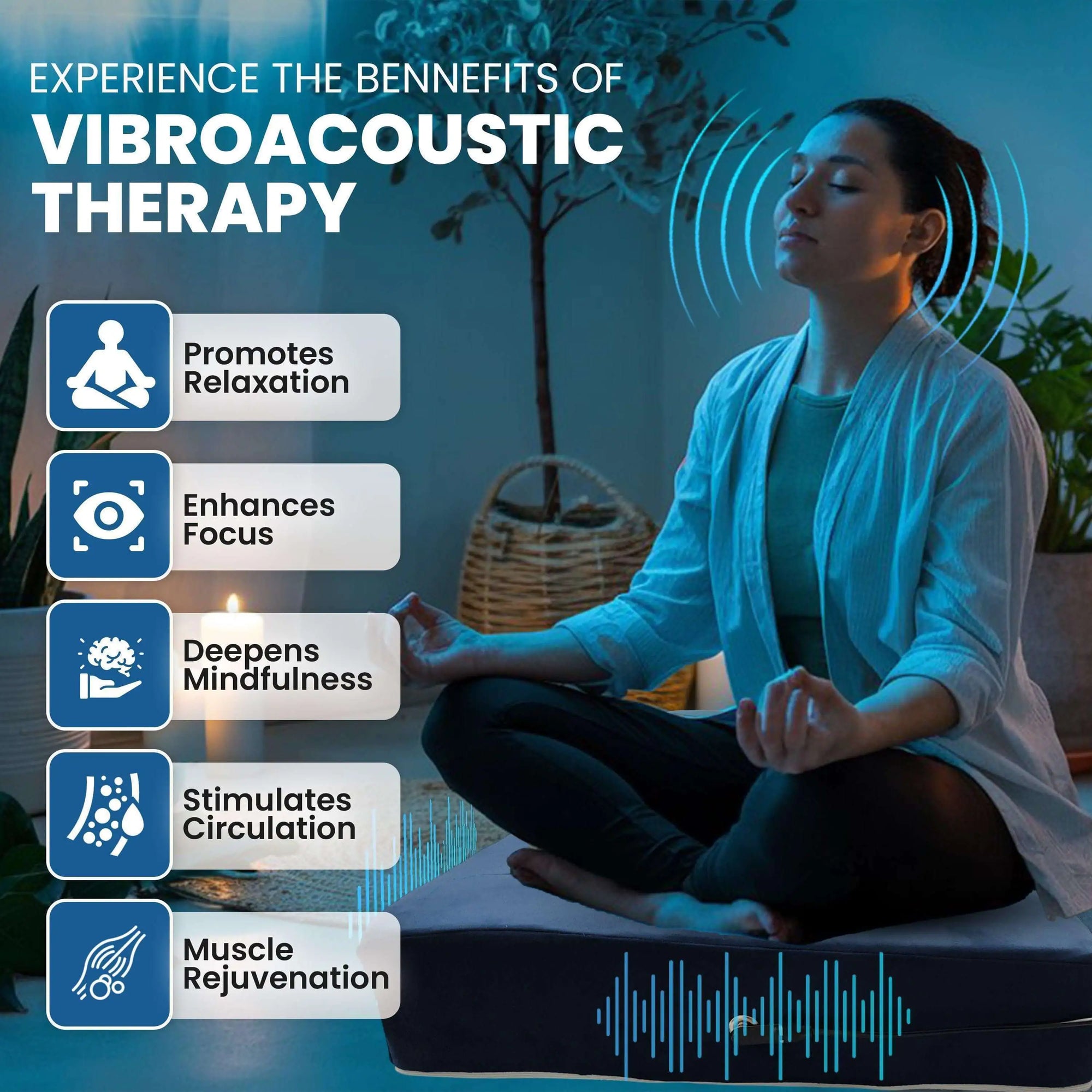 Vibroacoustic Therapy Zafu Meditation Cushion With Custom Amplifier sleep aid