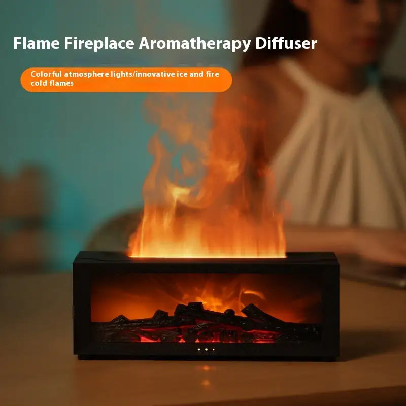 New Flame Aromatherapy Machine Colorful Essential Oil Diffuser Home Large Fog Volume Flame Humidifier 3D Flame Fireplace Machine aromatherapy