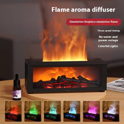 New Flame Aromatherapy Machine Colorful Essential Oil Diffuser Home Large Fog Volume Flame Humidifier 3D Flame Fireplace Machine aromatherapy