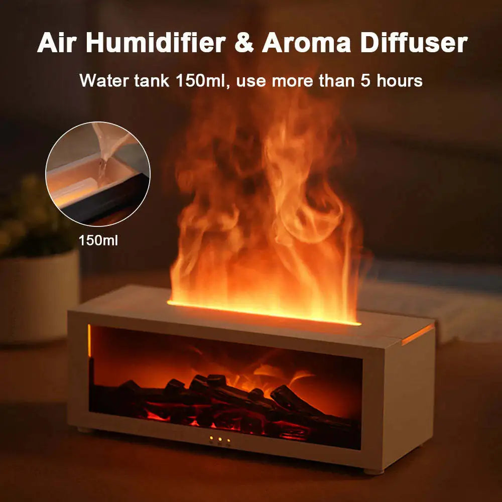 New Flame Aromatherapy Machine Colorful Essential Oil Diffuser Home Large Fog Volume Flame Humidifier 3D Flame Fireplace Machine aromatherapy