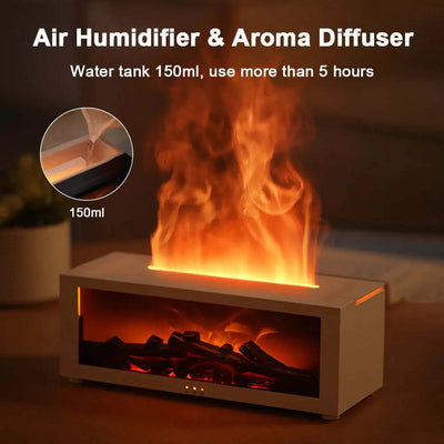 New Flame Aromatherapy Machine Colorful Essential Oil Diffuser Home Large Fog Volume Flame Humidifier 3D Flame Fireplace Machine aromatherapy